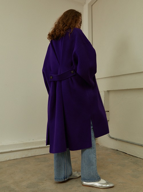 [handmade] Belted Slit Wool Coat (Purple)
